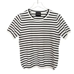 LOYD/FORD Horizontal Striped Black/White Short Sleeve Sweater‎ 2 (M)